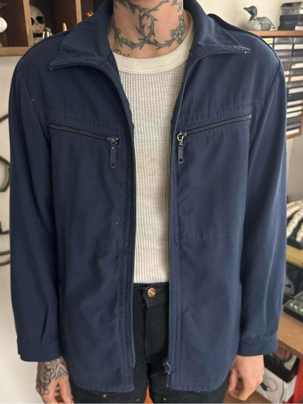 Vintage 80s German Military Navy Deck Jacket ~ Size Small